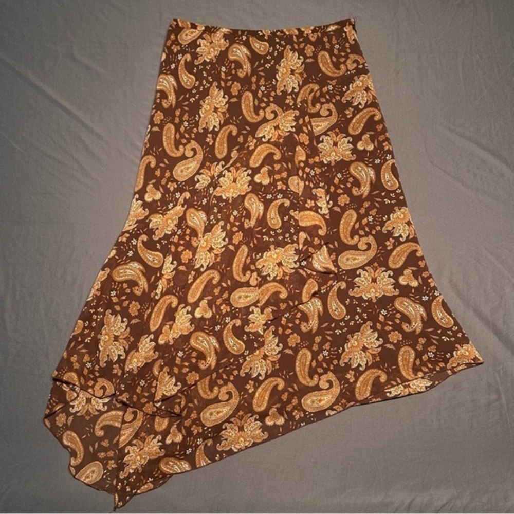 Vintage Kathie Lee Brown Paisley Asymmetrical Skirt